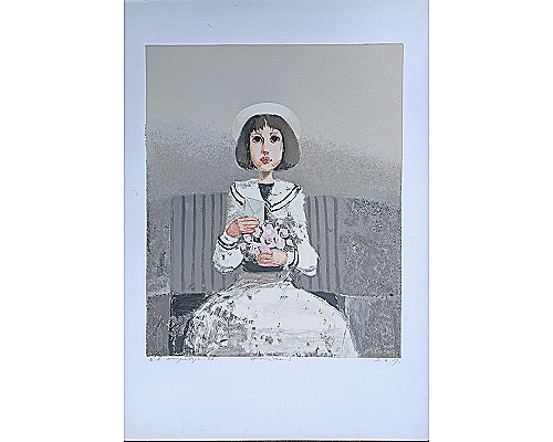 Djevojčica sa buketom i pismom